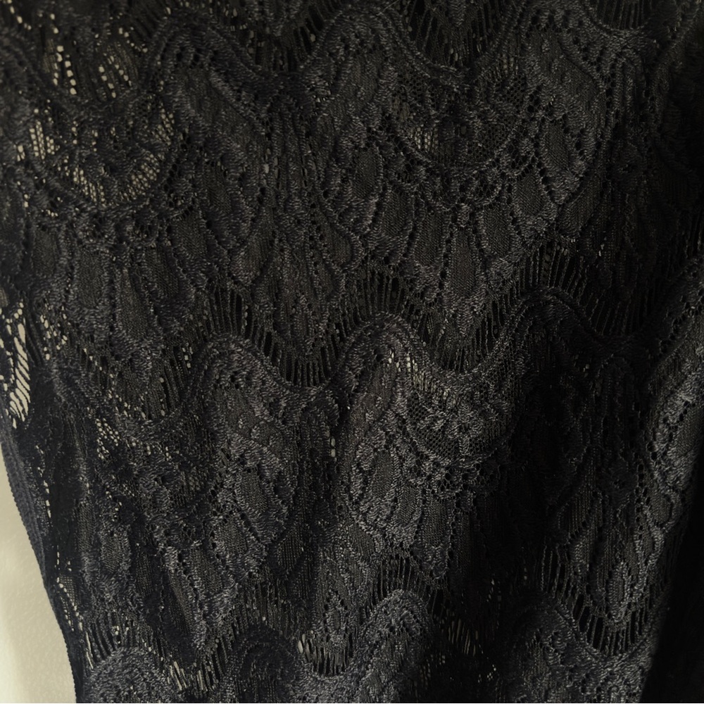 Victoria’s Secret Black Lace Swim Coverup Women Size XS V Neck Fringe Hem - Picture 6 of 12